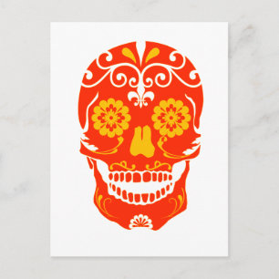 RED FIRED SKULL POSTCARD