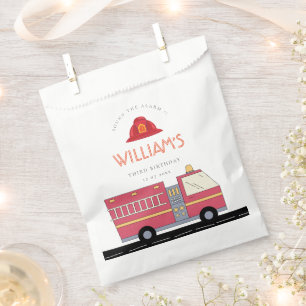 Red Firefighter Alarm Firetruck Birthday Supplies Favour Bags
