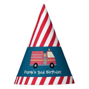 Red Firefighter Alarm Firetruck Birthday Supplies Party Hat