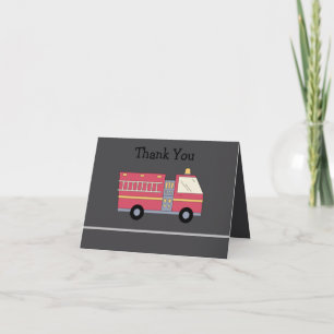 Red Firefighter Alarm Firetruck Birthday Supplies Thank You Card