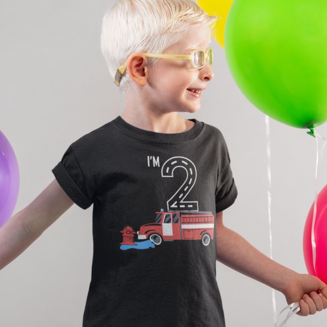Red Fireman Firefighter 2nd Birthday Boy T-Shirt (Creator Uploaded)