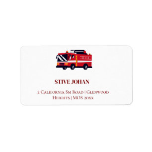 Red Firetruck Birthday Address Label