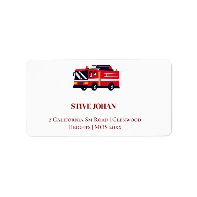 Red Firetruck  Birthday Address Label (Front)