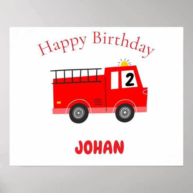 Red Firetruck  Birthday Guest Book (Front)