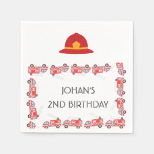 Red Firetruck  Birthday Napkins
