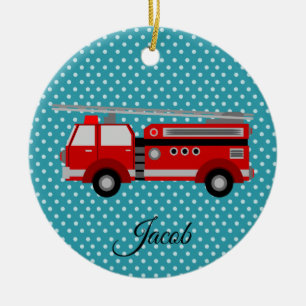 Red Firetruck Ceramic Tree Decoration
