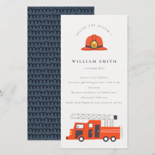 Red Firetruck Engine Kids Any Age Birthday Invite
