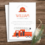 Red Firetruck Engine Kids Any Age Birthday Invite<br><div class="desc">A Fun Cute Boys FIRE TRUCK THEME BIRTHDAY Collection.- it's an Elegant Simple Minimal sketchy Illustration of red fire truck with fireman hat, perfect for your little ones birthday party. It’s very easy to customise, with your personal details. If you need any other matching product or customisation, kindly message via...</div>