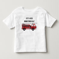 Red Firetruck It's My Birthday Personalised