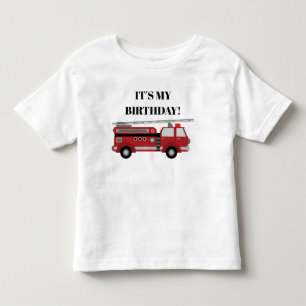 Red Firetruck It's My Birthday Personalised Toddler T-Shirt