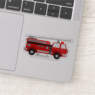 red firetruck personalised your name sticker