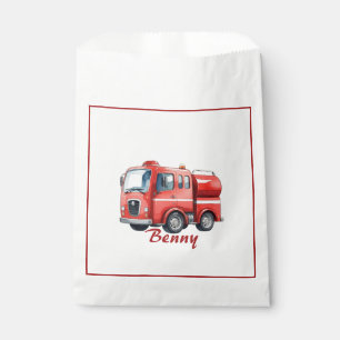 Red firetruck upsherin birthday party favour bags