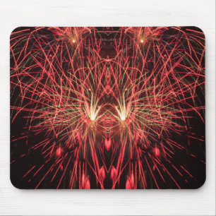 Red Fireworks at Night on Mouse Pad