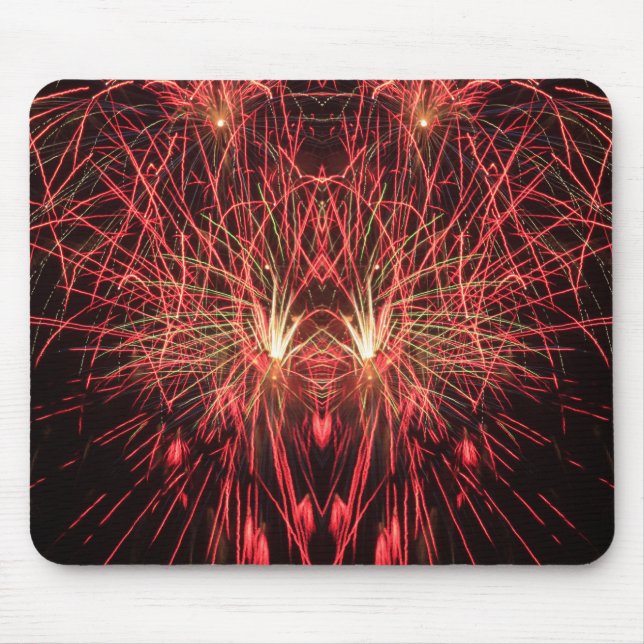Red Fireworks at Night on Mouse Pad (Front)