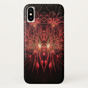 Red Fireworks Black Background iPhone X Case
