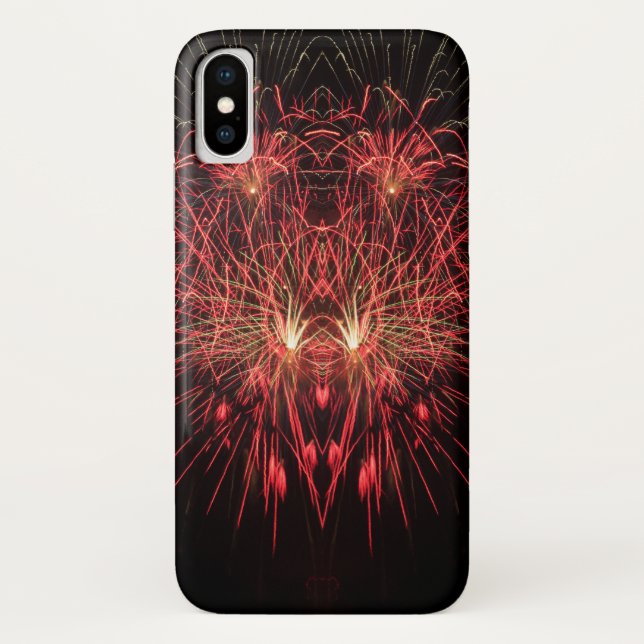 Red Fireworks Black Background Case-Mate iPhone Case (Back)