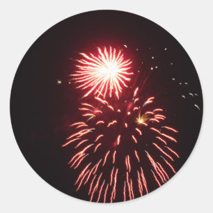 Red Fireworks Classic Round Sticker