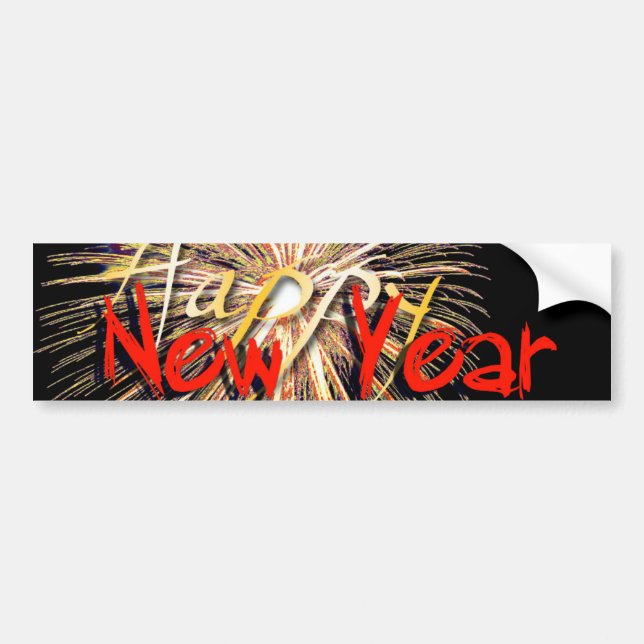 Red Fireworks Happy New Year 2019 Bumper S Bumper Sticker (Front)