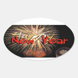 Red Fireworks Happy New Year 2019 O Sticker
