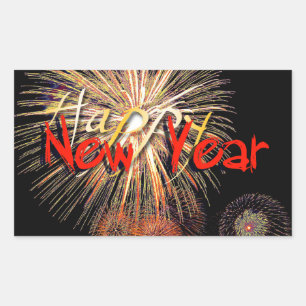 Red Fireworks Happy New Year 2019 R Sticker