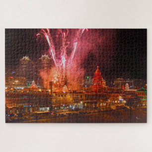 Red Fireworks over The Plaza, Kansas City  Jigsaw Puzzle