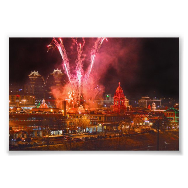Red Fireworks over The Plaza, Kansas City  Photo Print (Front)