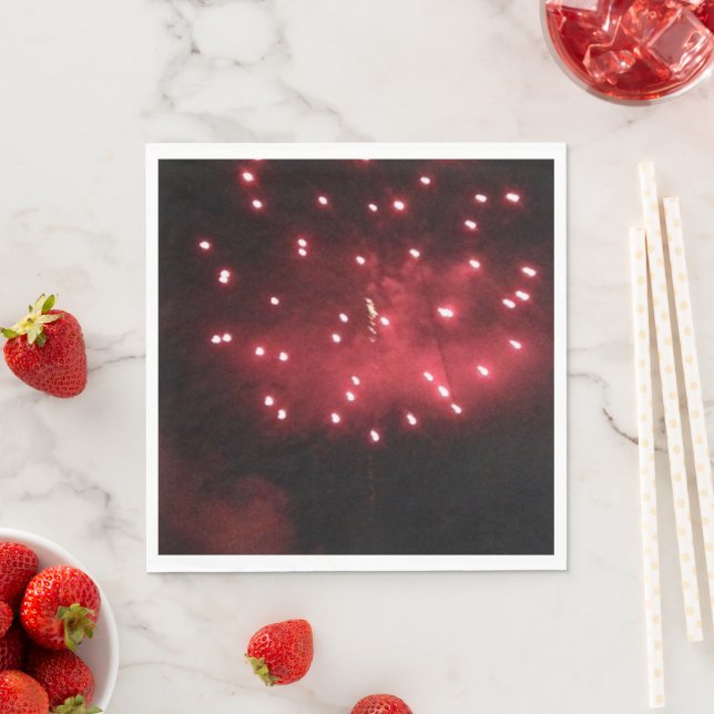 Red Fireworks Paper Napkins (Insitu)