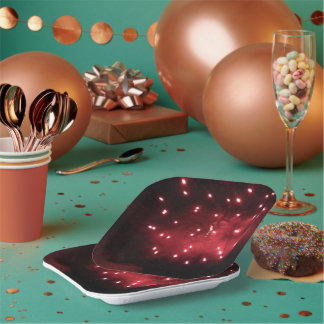 Red Fireworks Paper Plates