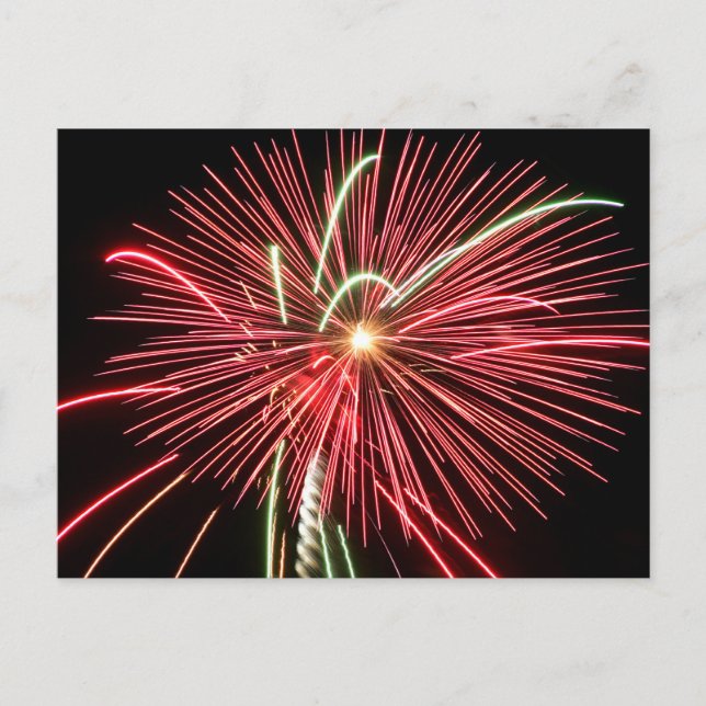 Red Fireworks Postcard (Front)