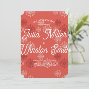 Red Fireworks Wedding Invitation Card