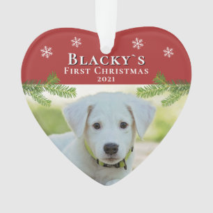 Red First Christmas Puppy Christmas Photo Ornament