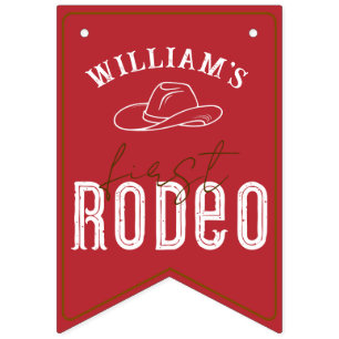 Red First Rodeo Photo Banner – Western Cowboy 1st 