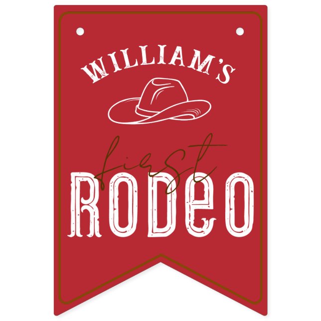 Red First Rodeo Photo Banner – Western Cowboy 1st  (First Flag)