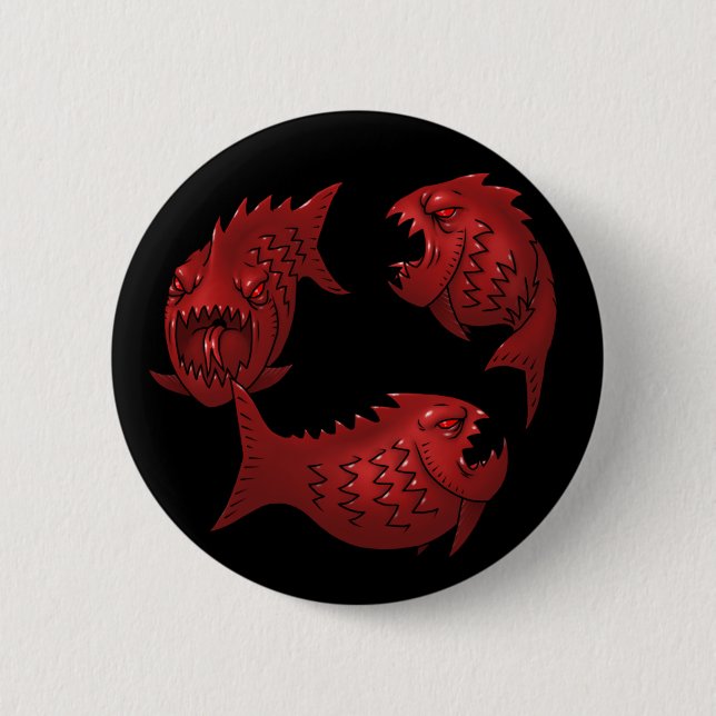 Red Fish 6 Cm Round Badge (Front)