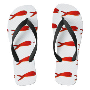 red fish design flip flops