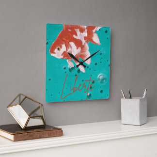 Red fish"Freedom"- Decorative wall clock