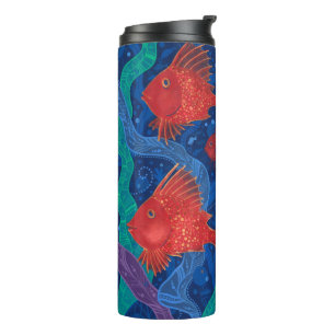 Red Fish, Seaweed Sea Ocean Animals Underwater Art Thermal Tumbler