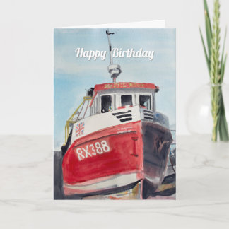 Red Fishing Boat Happy Birthday Card
