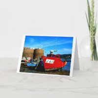 Red fishing boat in Bonne Nuit harbour
