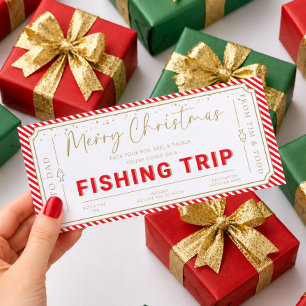 Red Fishing Trip Christmas Gift Voucher Card