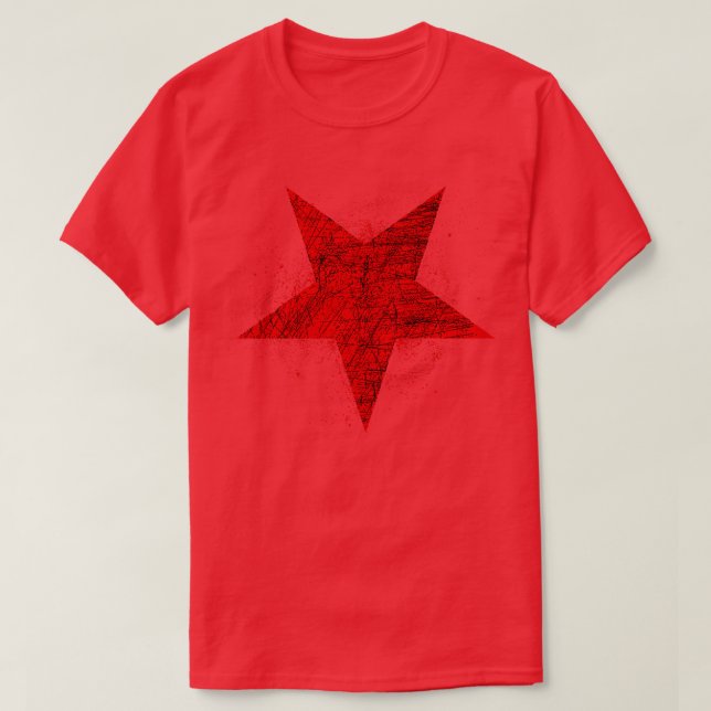 Red fivepointed Inverted Symbol T-Shirt (Design Front)