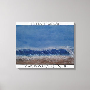Red flag high surf canvas print