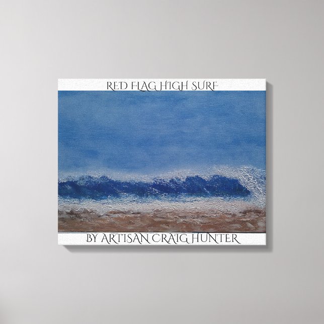 Red flag high surf canvas print (Front)