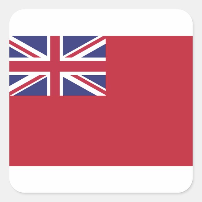 Red flag with union jack, red flag union jack  square sticker (Front)