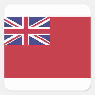 Red flag with union jack, red flag union jack  square sticker