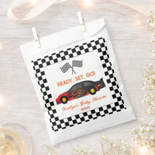 Red Flame Race Car Ready Set Go Baby Shower Favour Bags