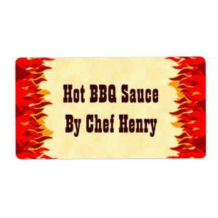 Red Flames BBQ Custom Canning Labels