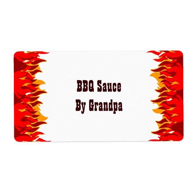 Red Flames BBQ Custom Canning Labels (Front)