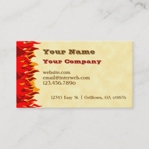 Red Flames BBQ Custom Western Business Card