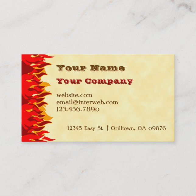 Red Flames BBQ Custom Western Business Card (Front)